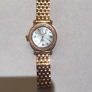 Michele rose gold watch with real diamonds
